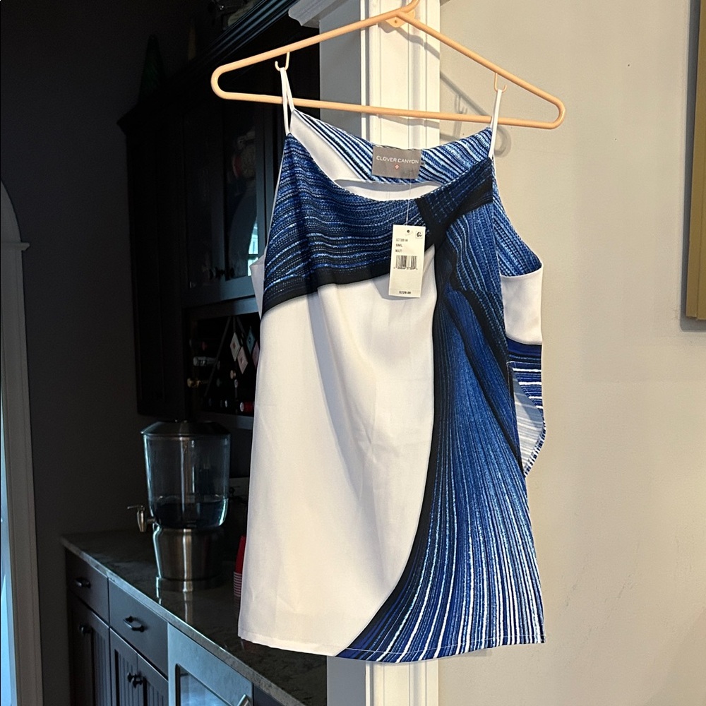 Clover Canyon Blue and White Patterned Top